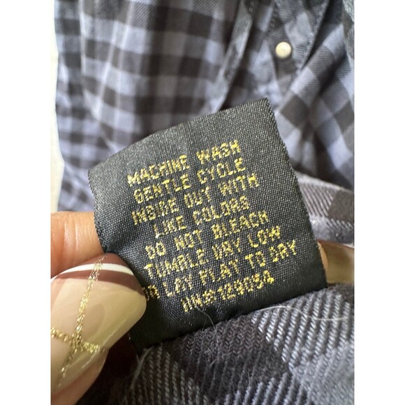 Paris Blues Denim Women's Gingham Button Down Drawstring Waist Shirt Dress M - Picture 7 of 7